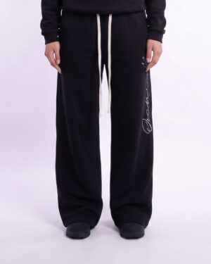 Sweatpants black wide leg long Women