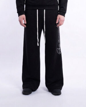Sweatpants black wide leg long Man