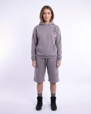 Sweatpants grey wide leg short Women