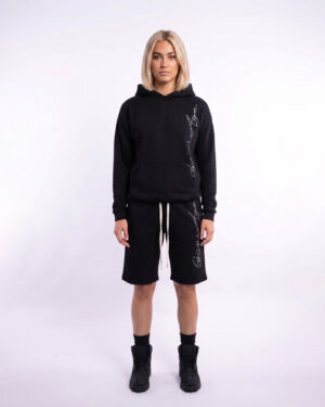 Sweatpants black wide leg short Women